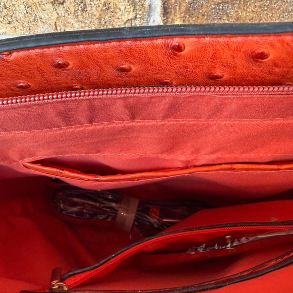 Brand New Le Miel Orange Handbag PETA approved Vegan.  Alligator / Ostrich print - Picture 14 of 16